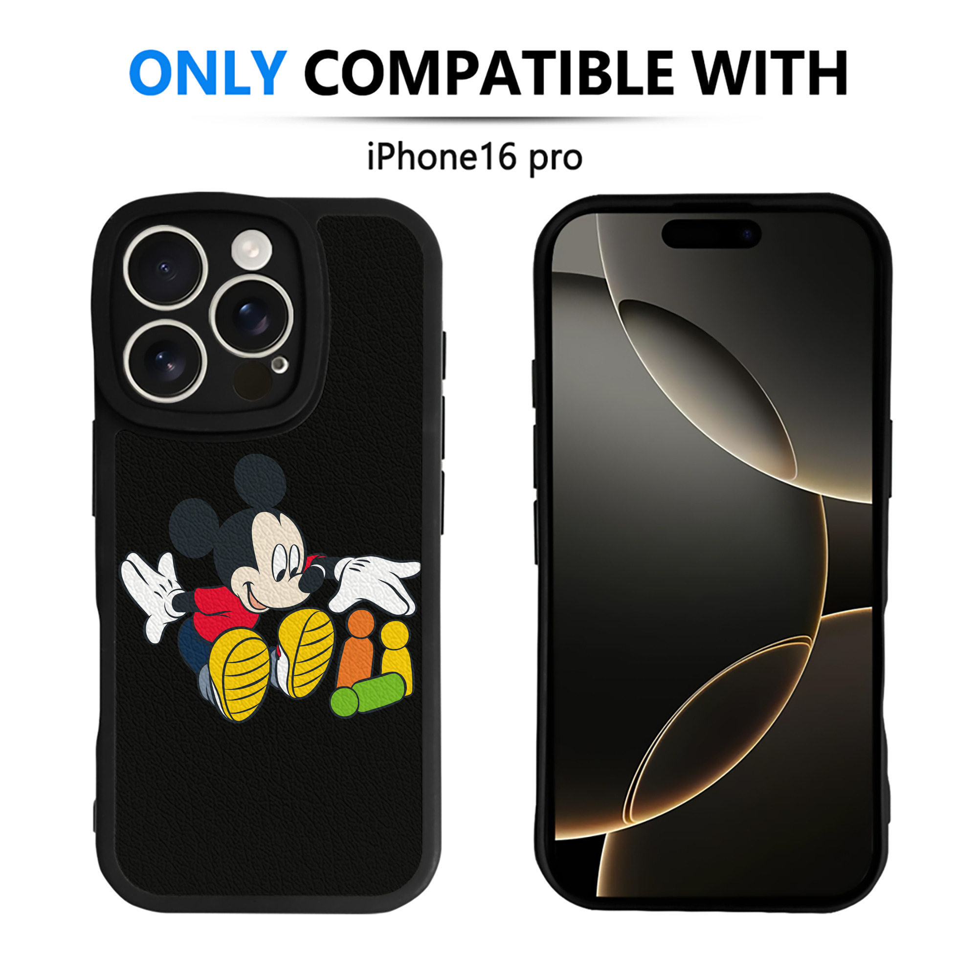 （画像用） ミッキーマウス Mickey Mouse 【iPhone 16シリーズ対応】シリコンスマホケース（レザー調） 材質：シリコン
